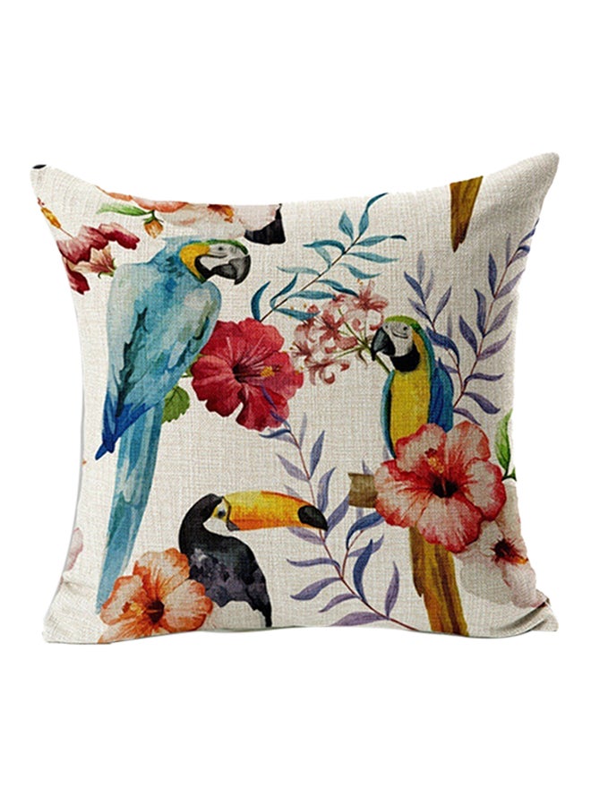 Bluelans - Oil Painting Birds Print Pillow Cover Multicolour 45x45cm - Image 1