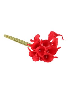 5-Piece Calla Lily Bridal Wedding Bouquet Red/Green 34cm