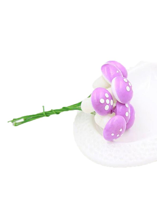 Bluelans - 10-Piece DIY Mini Artificial Mushroom Plant Pots Purple/White 2x1.6cm - Image 1