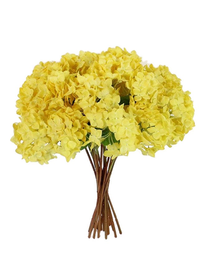Single Piece Artificial Hydrangea Party Flower Yellow/Brown 33centimeter