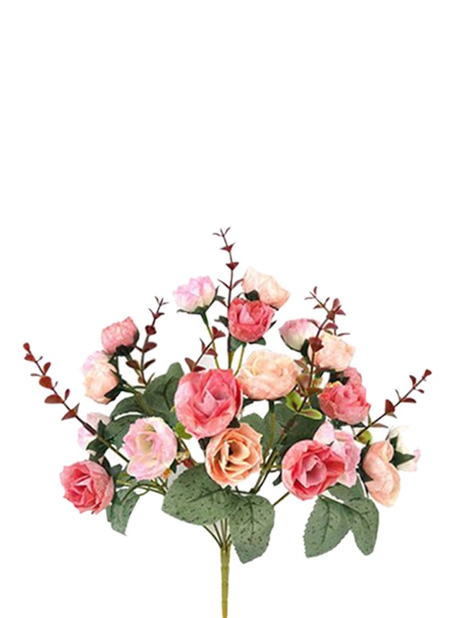 Bluelans 21 Heads Artificial Wedding Flower Bouquet Pink/Green 32cm - Image 1