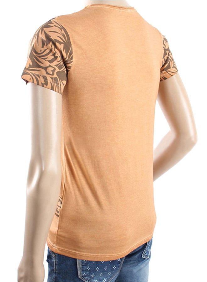 Printing Short Sleeve T-shirt Light Brown  - Image 2