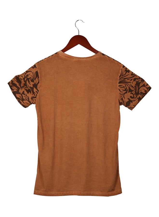 Printing Short Sleeve T-shirt Light Brown  - Image 4