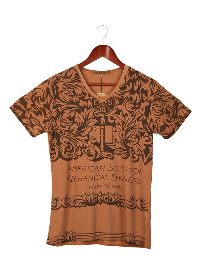 Printing Short Sleeve T-shirt Light Brown  - Image 5