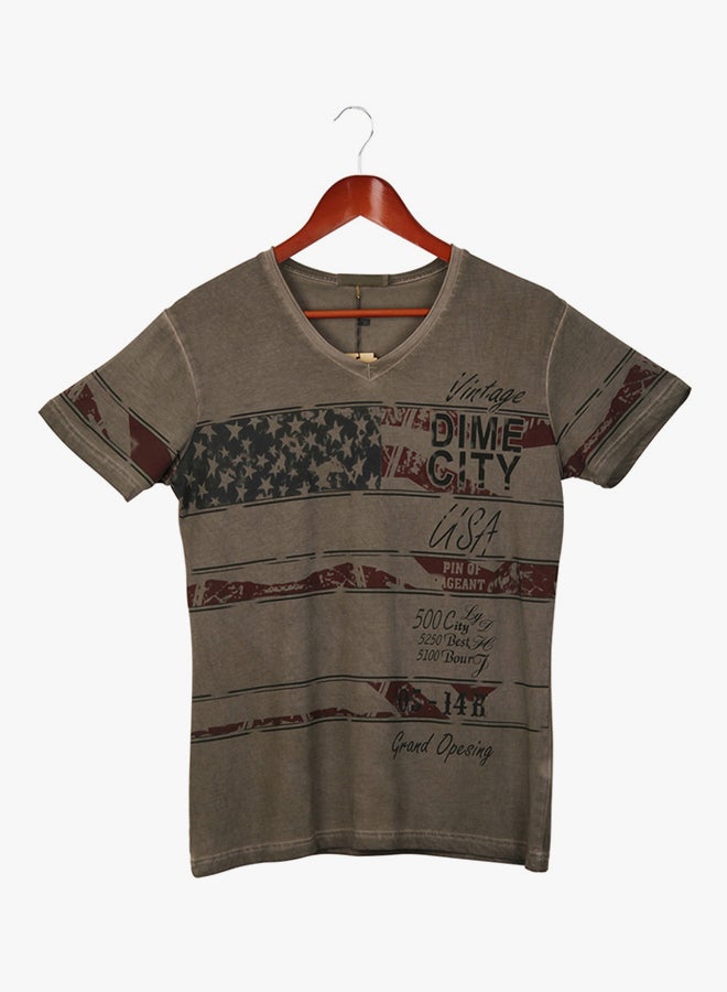 Printing Short Sleeve T-shirt Deep Grey  - Image 2