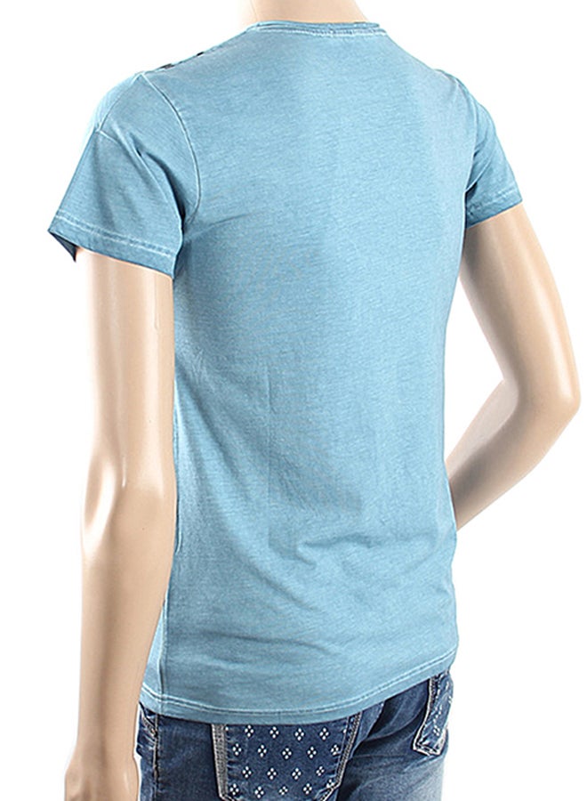 Printing Short Sleeve T-shirt Blue  - Image 2