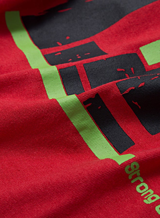 Active Letter Print Sleeveless Tank Top Red  - Image 3