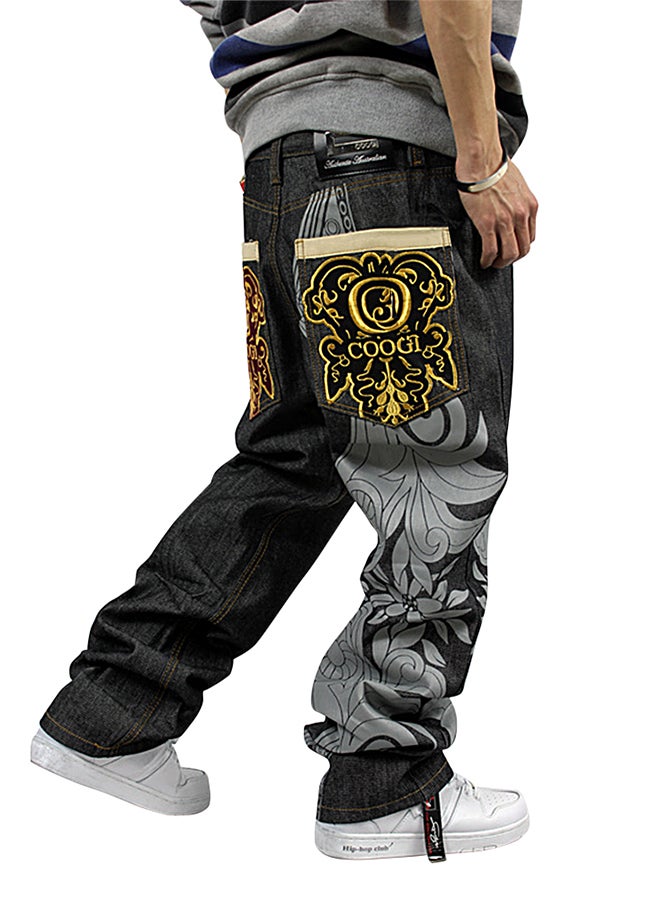 Embroiderd Denim Mid-Rise Jeans Black - Image 3
