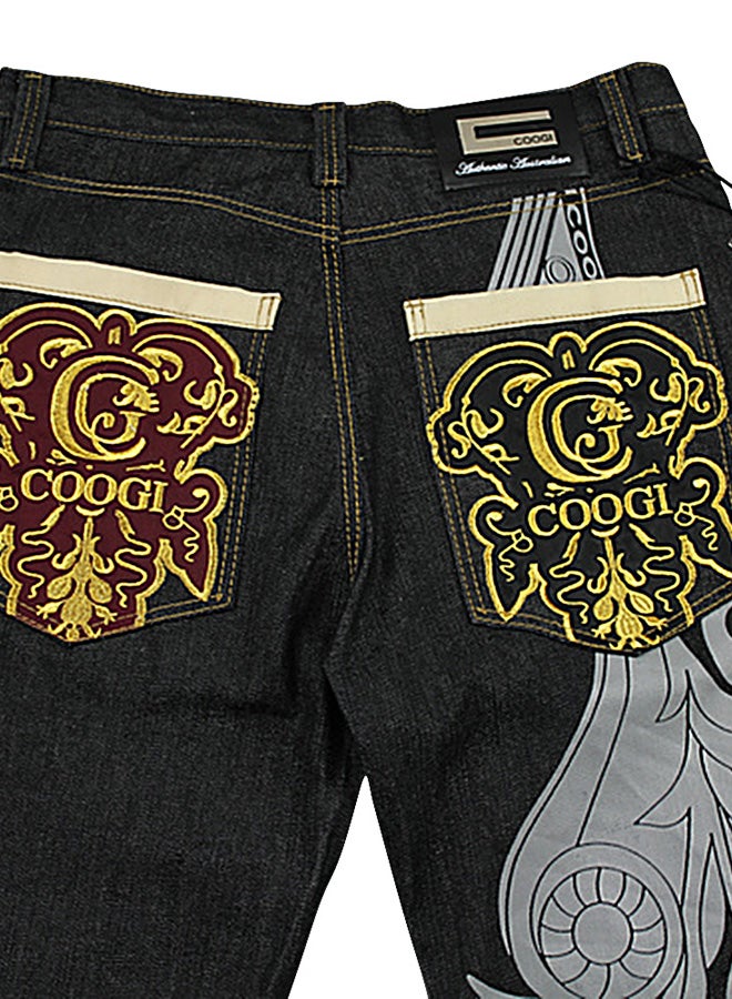 Embroiderd Denim Mid-Rise Jeans Black - Image 5