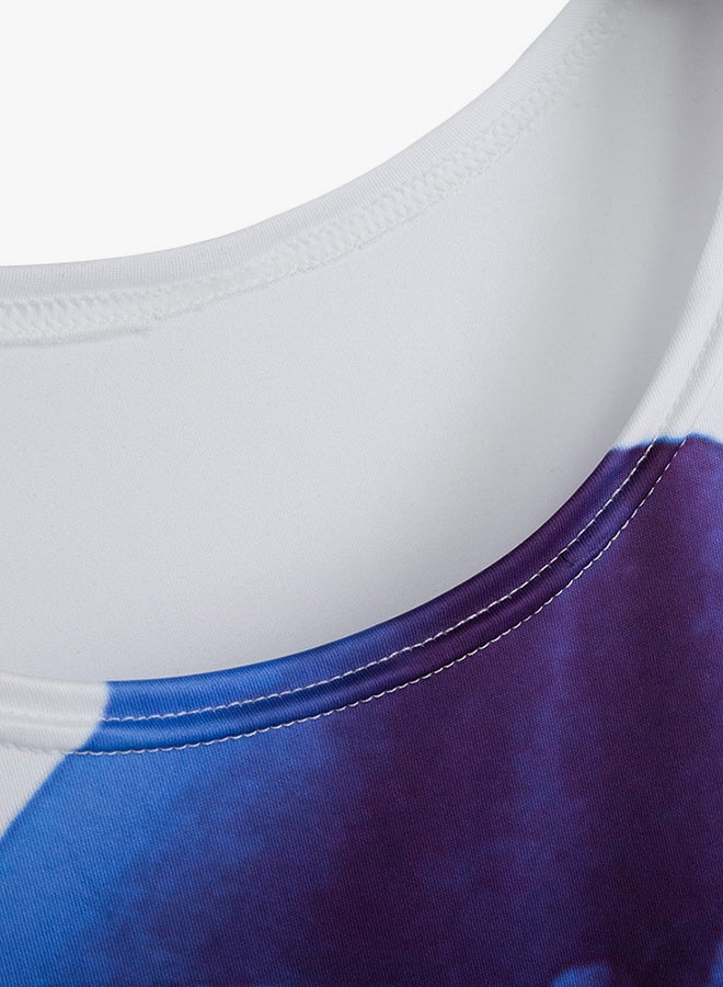 Loose Sleeveless Tank Top White/Blue - Image 3