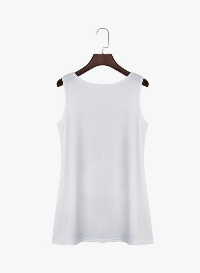 Loose Sleeveless Tank Top Orange/White - Image 2