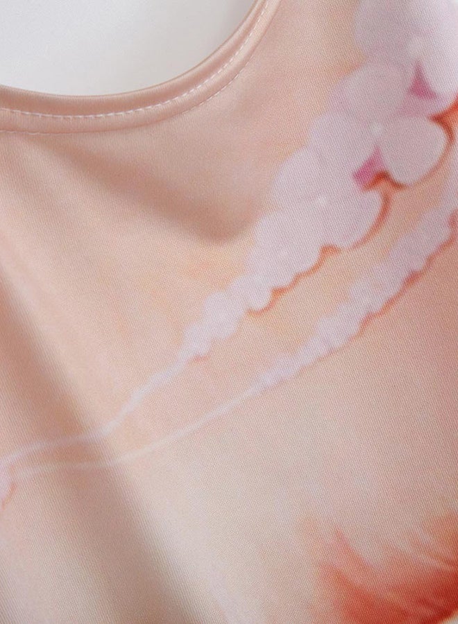 Loose Sleeveless Tank Top Orange/White - Image 4