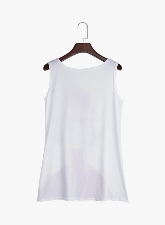 Loose Sleeveless Tank Top Red/Beige/White - Image 2