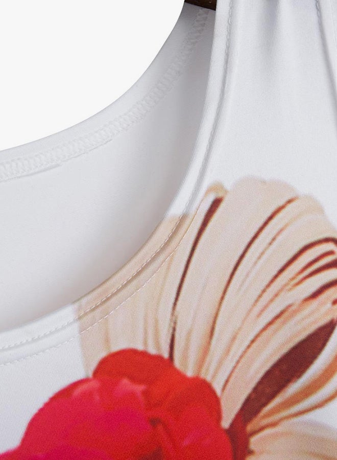 Loose Sleeveless Tank Top Red/Beige/White - Image 3