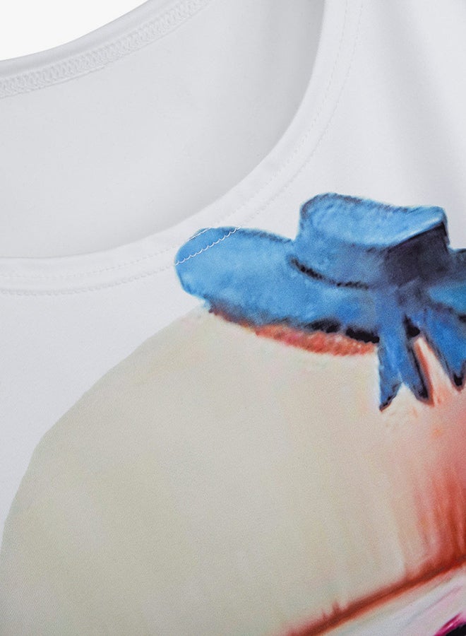 Loose Sleeveless Tank Top Blue/Beige/White - Image 4