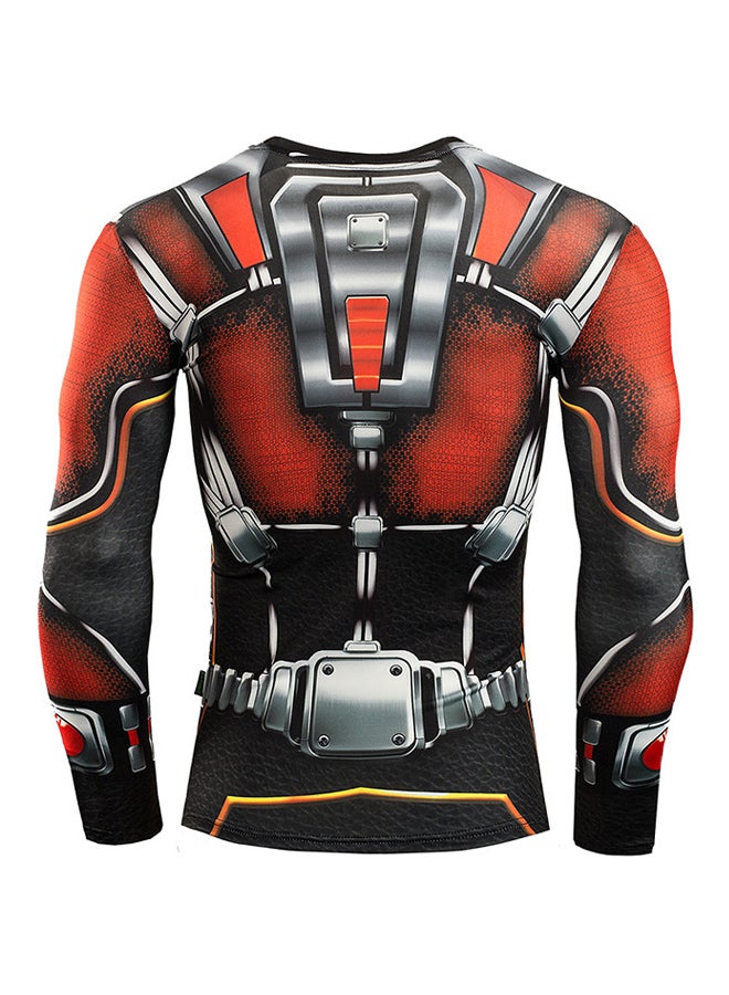 Long Sleeve Sports Elastic T-Shirt Red/Black  - Image 2