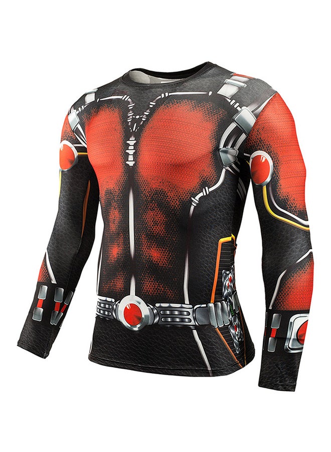Long Sleeve Sports Elastic T-Shirt Red/Black  - Image 3