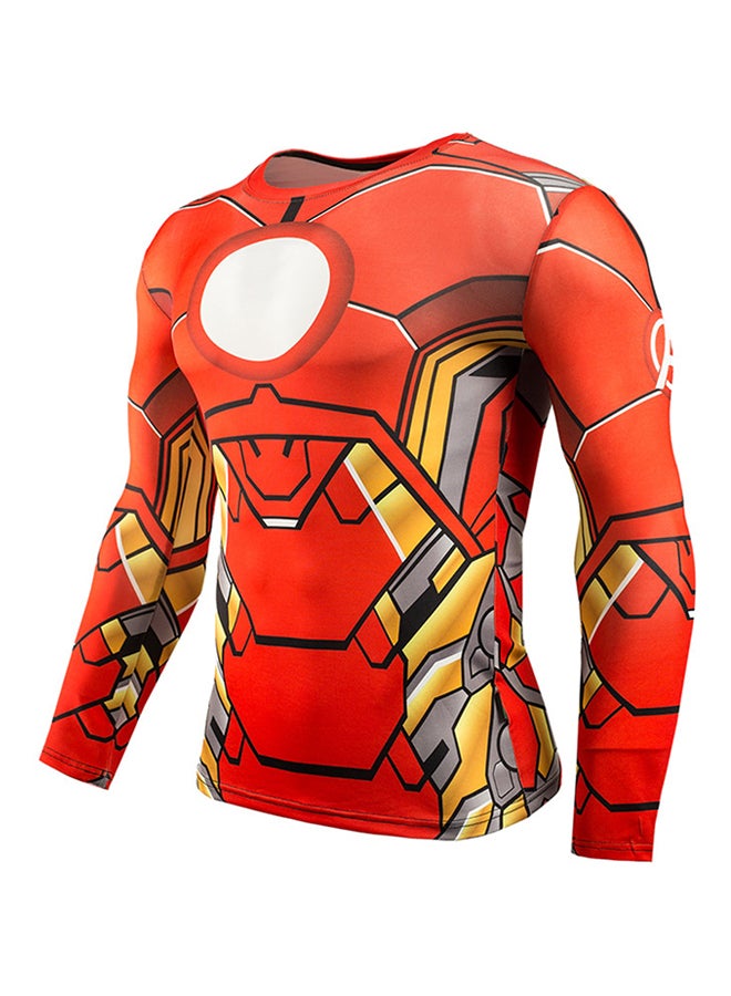 Long Sleeve Sports Elastic T-Shirt Red  - Image 2