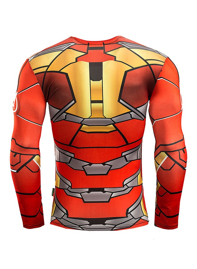 Long Sleeve Sports Elastic T-Shirt Red  - Image 3