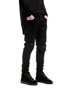 Generic Mid-Rise Skinny Distressed Slim Jeans Black  - Image 2