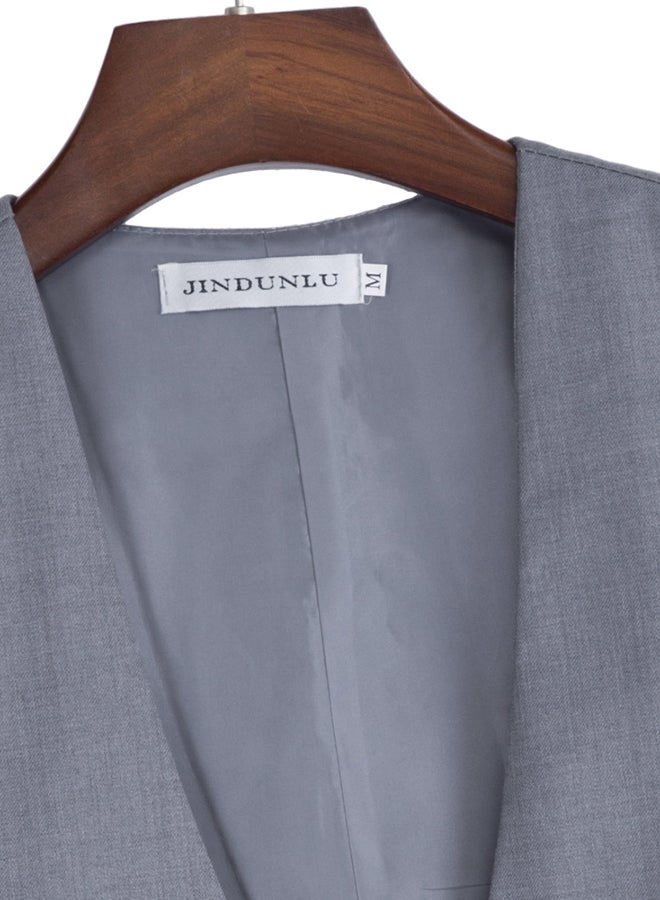 V Neck Waistcoat Grey  - Image 3
