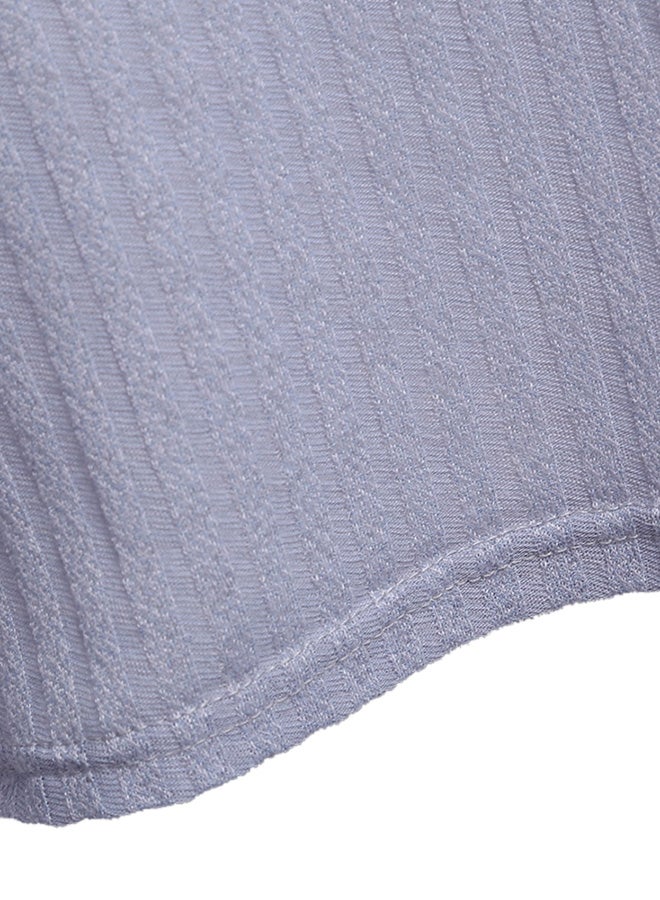 Generic - Off Shoulder Rib Knitted Long Sleeve Pullover Grey - Image 1