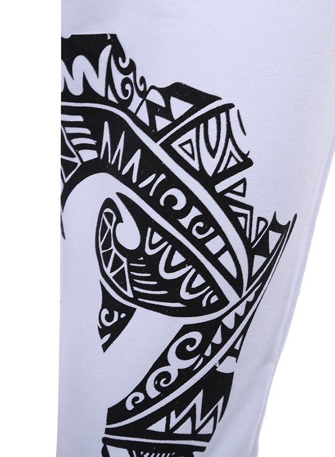 Graffiti Elastic Mid-Rise Sports Capri White  - Image 4