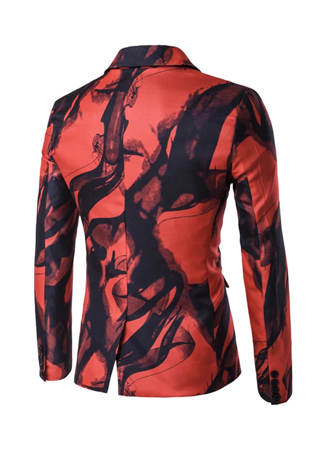 Painting One Button Long Sleeve Blazer Red/Black  - Image 2