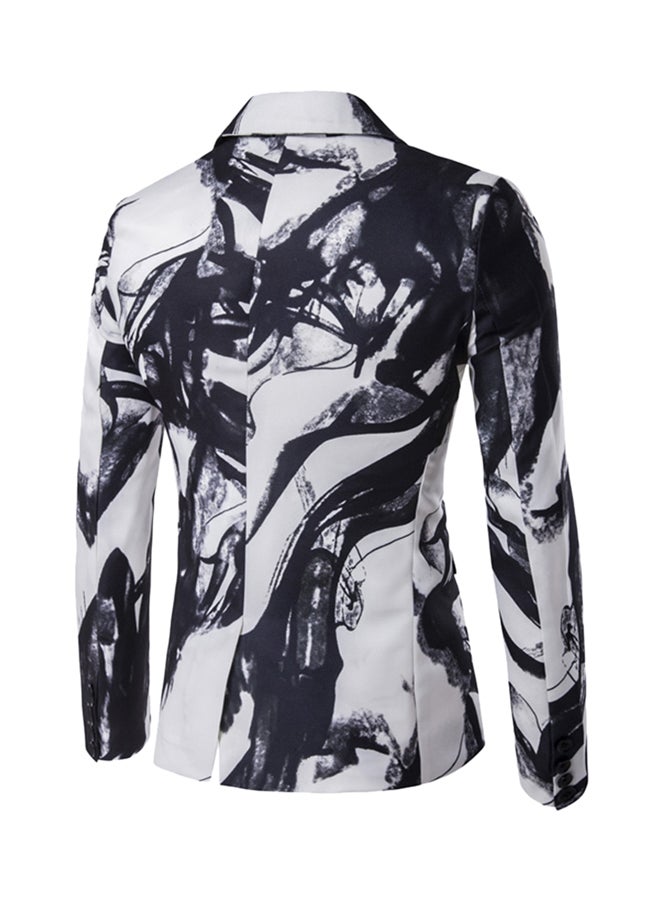 Painting One Button Long Sleeve Blazer White/Black - Image 2