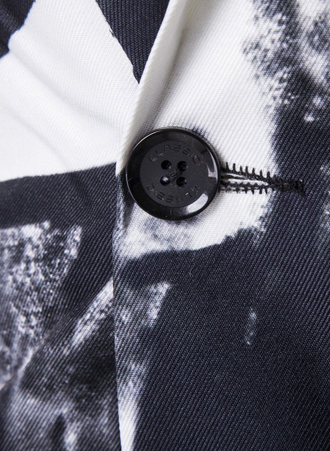 Painting One Button Long Sleeve Blazer White/Black - Image 3