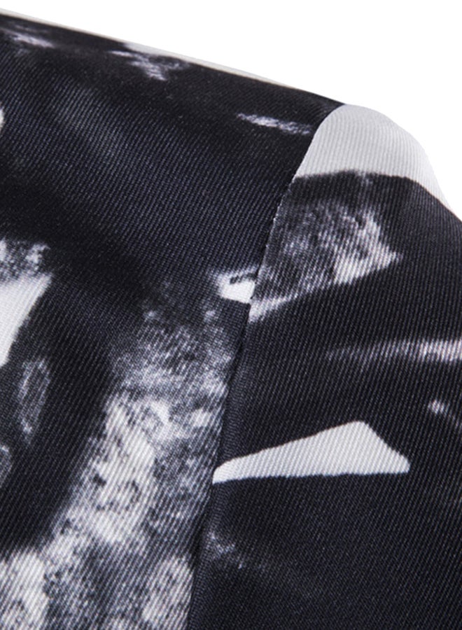 Painting One Button Long Sleeve Blazer White/Black - Image 4