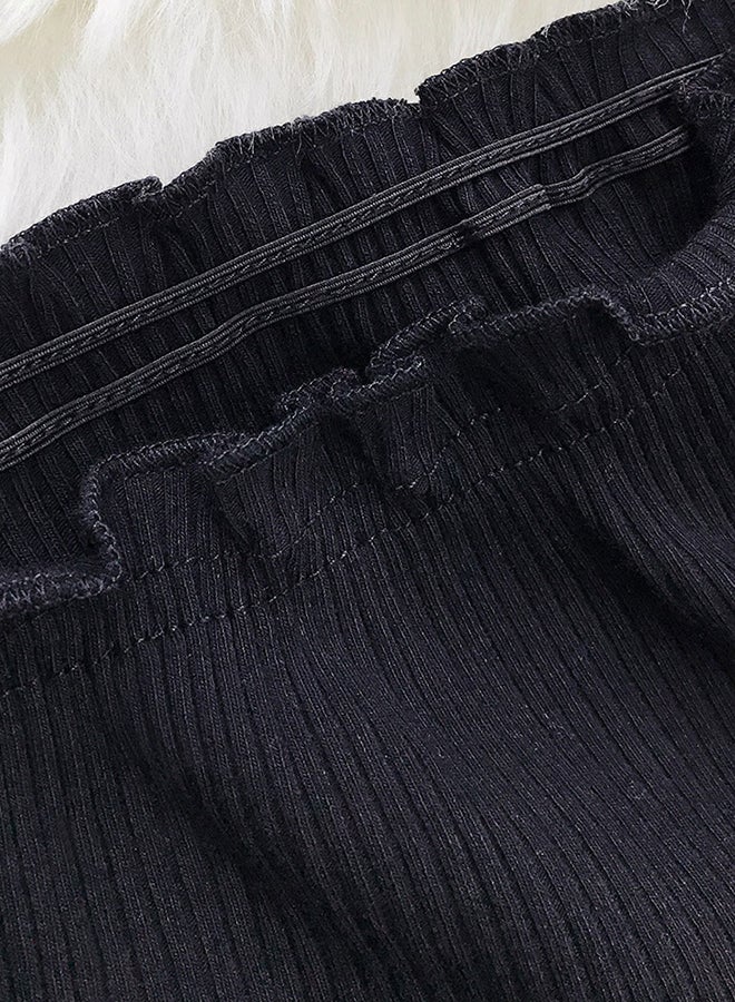 Ribbed Off-Shoulder Crop Top Black - Image 4