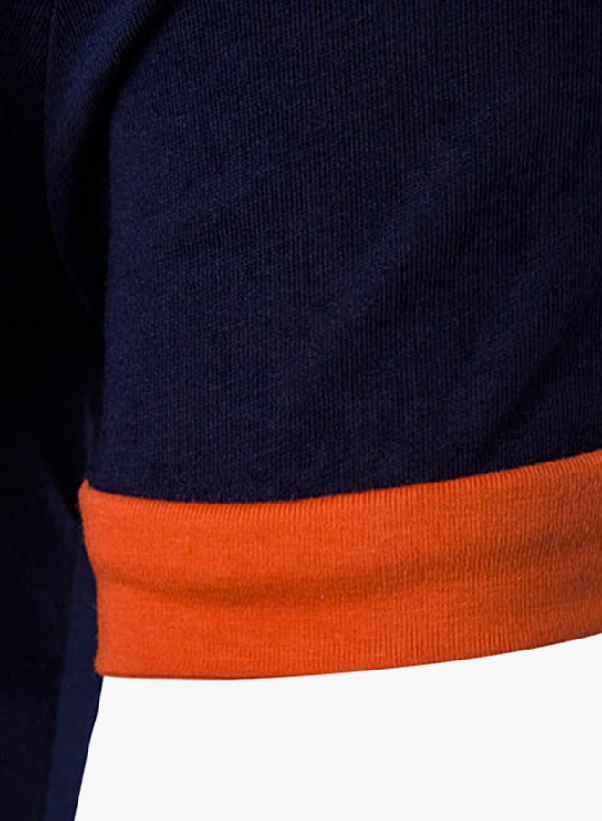 Short Sleeve Panel Design Polo T-Shirt Cadet Blue  - Image 4