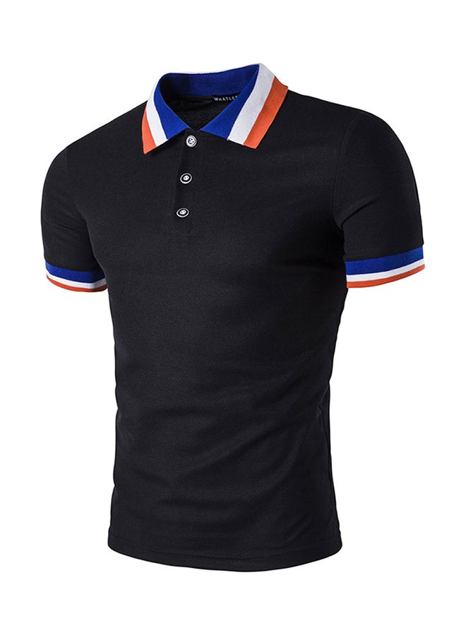 Solid Pattern Casual Polo Black  - Image 1