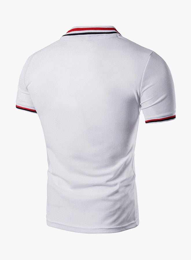 Striped Short Sleeve Polo White  - Image 2