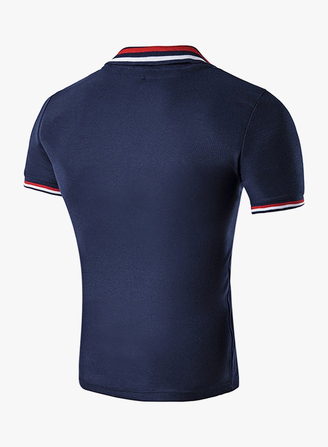 Striped Short Sleeve Polo Cadet Blue  - Image 2