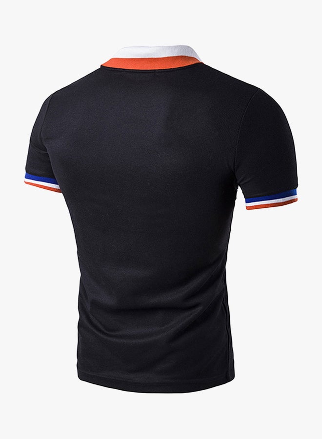 Solid Pattern Casual Polo Black  - Image 2