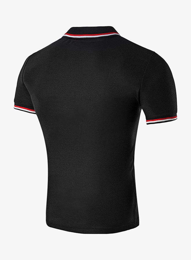 Striped Short Sleeve Polo Black  - Image 2