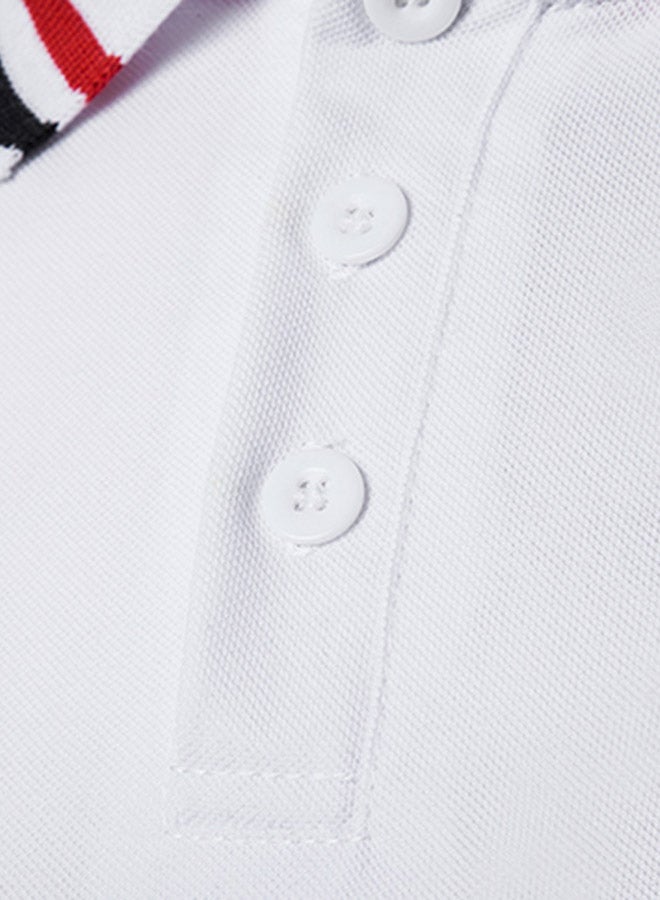 Striped Short Sleeve Polo White  - Image 4