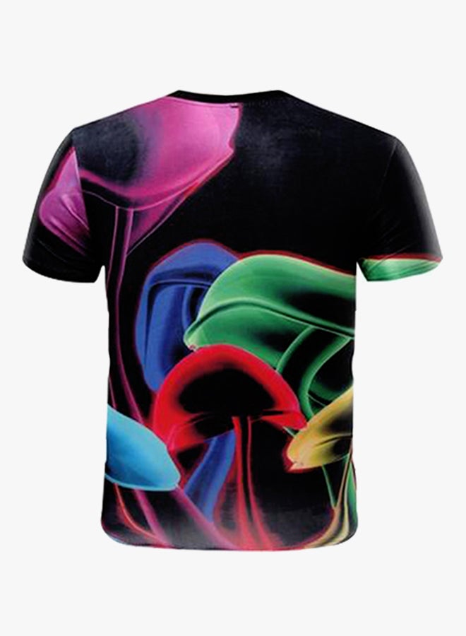 3D Glare Mushroom Printed Short Sleeve T-Shirt Multicolour  - Image 2
