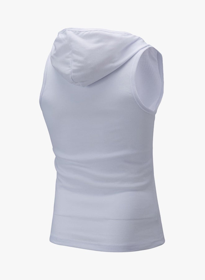 Sleeveless Hooded Vest White  - Image 2