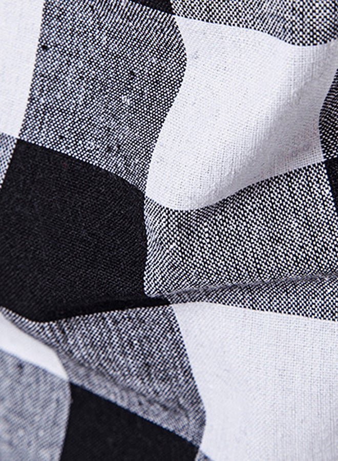 Zip Up Plaid Longline T-Shirt White/Black  - Image 3
