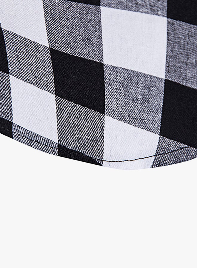 Zip Up Plaid Longline T-Shirt White/Black  - Image 5