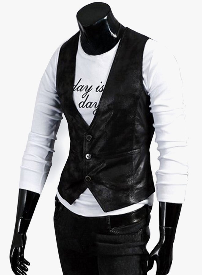 Adjustable Back Buckle Waistcoat Black  - Image 2