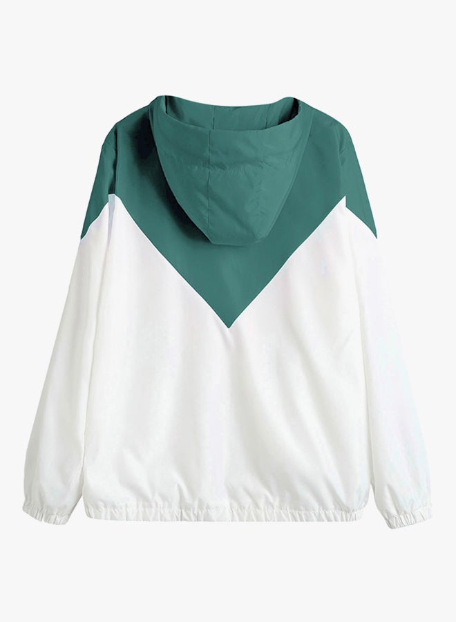 Generic - Two Tone Windbreaker Jacket Green/White - Image 1