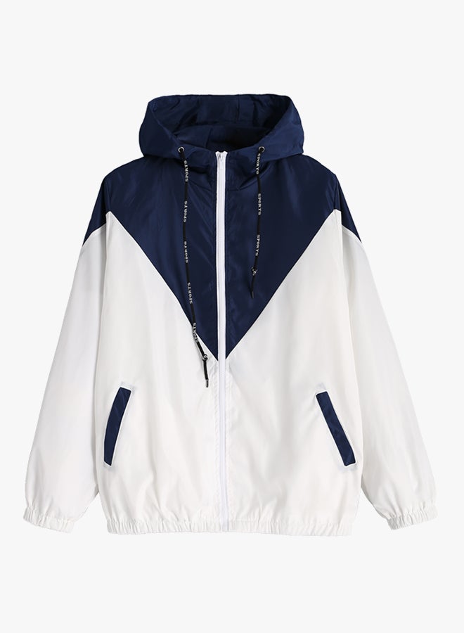 جاكيت ثقيل واقي بلونين أزرق وأبيض - Image 3