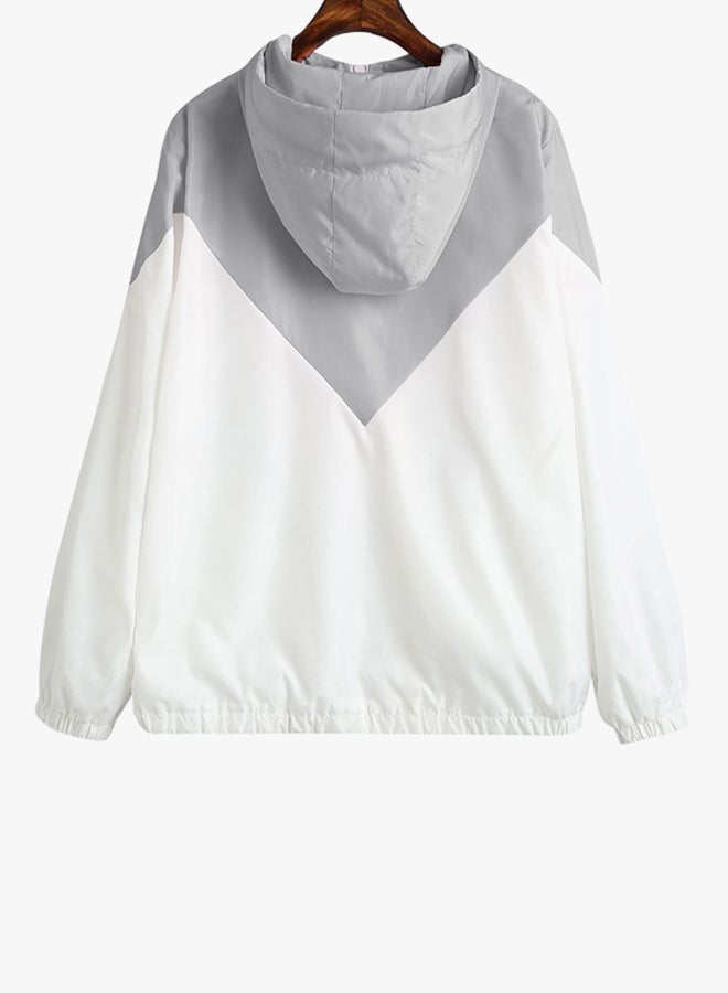 Two Tone Windbreaker Jacket Grey/White - Image 3