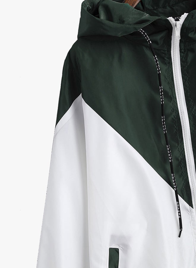 Two Tone Windbreaker Jacket Green/White  - Image 2