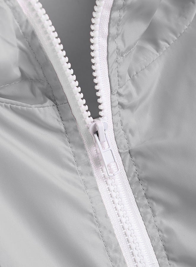 Two Tone Windbreaker Jacket Grey/White - Image 4