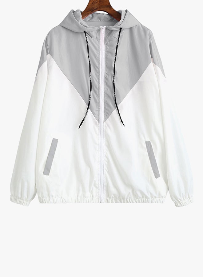 Two Tone Windbreaker Jacket Grey/White - Image 2